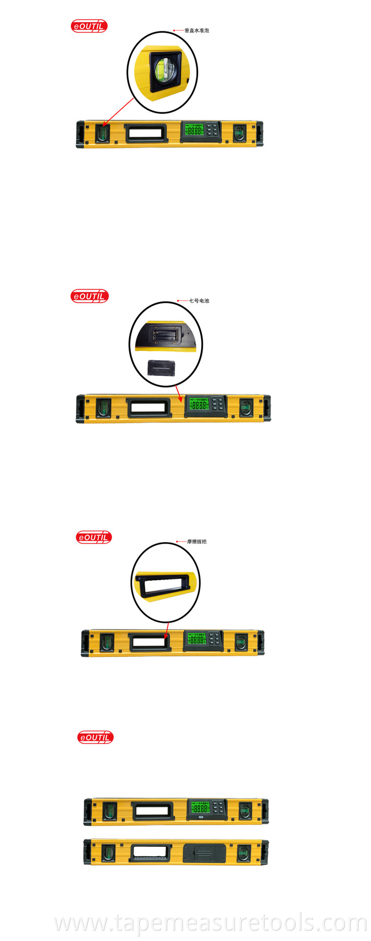 DL405 blister magnetic level meter aluminum alloy angle measurement angle ruler decoration measuring tool